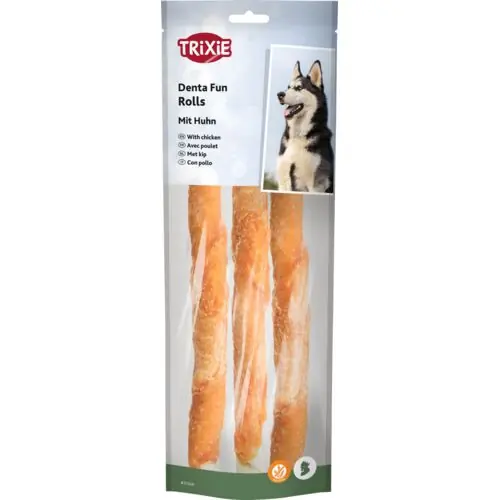 Sparpaket 2 x 3 Stück Trixie DentaFun Chewing Rolls Kaurollen mit Huhn Hunde Snack 28 cm Neue Ware